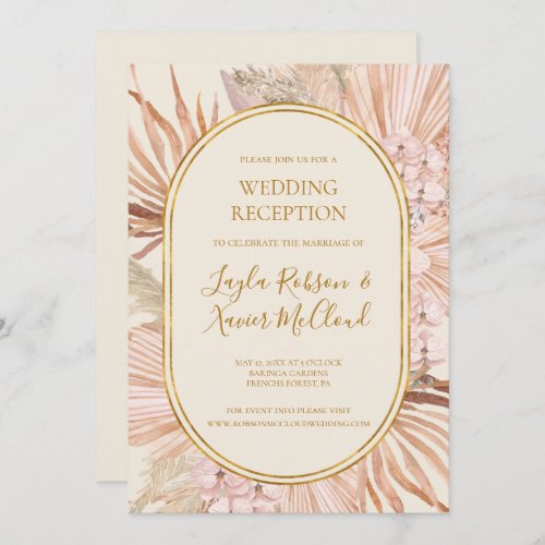 Boho Tropical Botanical  Ivory Wedding Reception Invitation