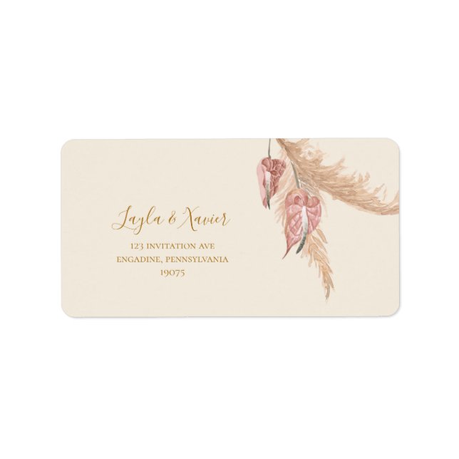 Boho Tropical Botanical Ivory Wedding RSVP Address Label (Front)