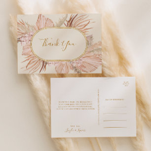 Boho Tropical Botanical Ivory Wedding Thank You Postcard