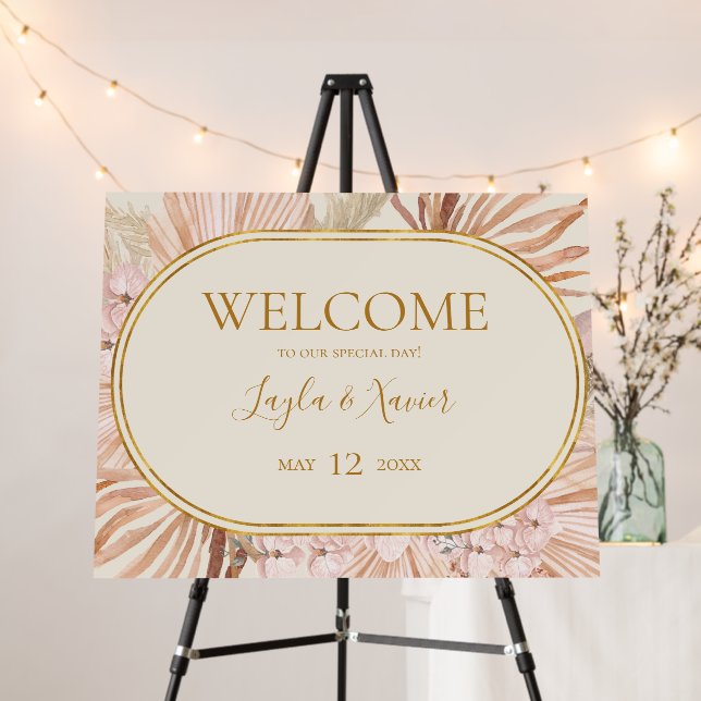 Boho Tropical Botanical | Ivory Welcome Foam Board (In Situ (Stand))