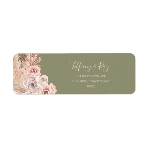 Boho Tropical Botanical Olive Green Return Address Label