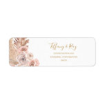 Boho Tropical Botanical | Return Address Label<br><div class="desc">This boho tropical botanical | return address label is perfect for your elegant rustic floral, green, peach, rose gold wedding. Design features a gold frame or bouquet with modern blush pink pampas grass, simple sage, ivory, champagne palm leaf, and classic beach greenery. The flowers may include pink rose and orchid....</div>