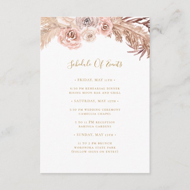 Boho Tropical Botanical | Schedule of Events Enclosure Card (Front)