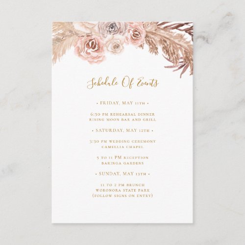 Boho Tropical Botanical  Schedule of Events Enclosure Card