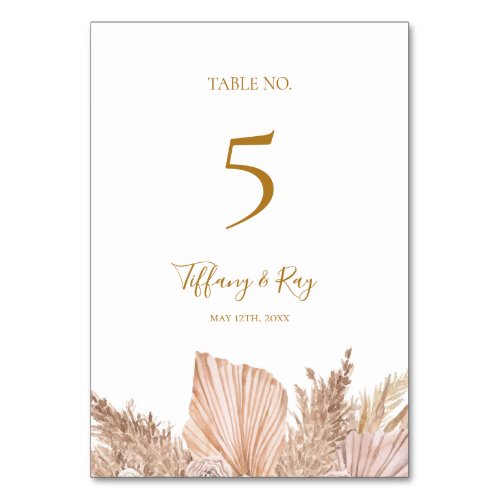 Boho Tropical Botanical  Table Number 