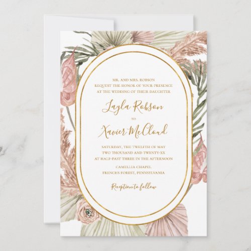 Boho Tropical Botanical  Traditional Wedding Invitation