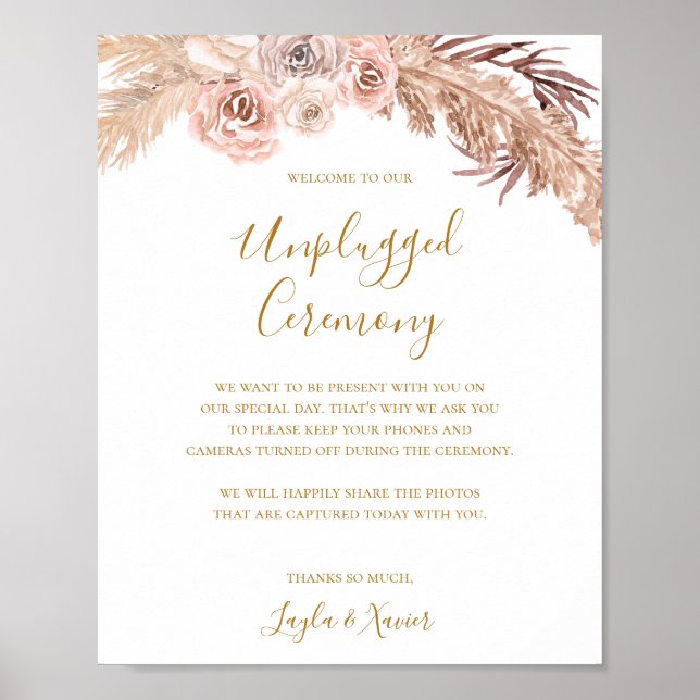 Boho Tropical Botanical | Unplugged Ceremony  Poster (Front)