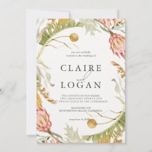 Boho Tropical Botanical Watercolor Wedding Invitation