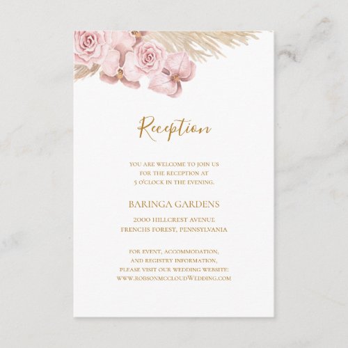 Boho Tropical Botanical  Wedding Reception Card