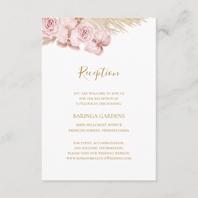 Boho Tropical Botanical | Wedding Reception Card (Front)