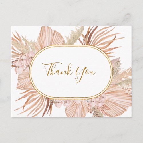 Boho Tropical Botanical  Wedding Thank You Postcard