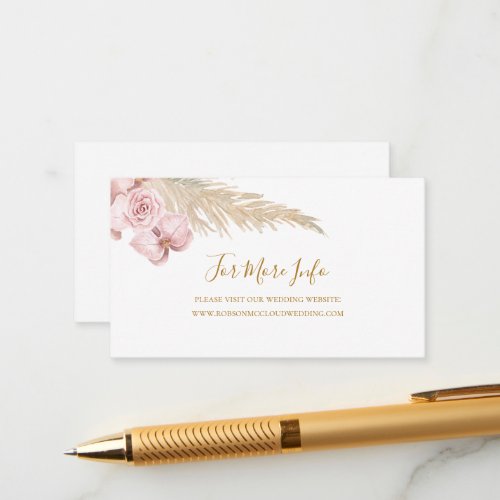 Boho Tropical Botanical  Wedding Website Enclosure Card