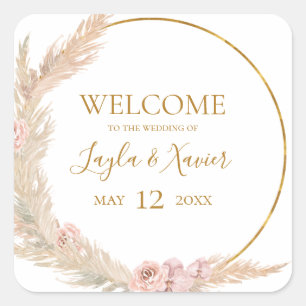 Boho Tropical Botanical   Wedding Welcome Square Sticker