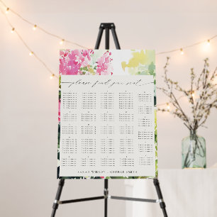 Boho Tropical Bougainvillea Wedding Seating Chart Foam Board