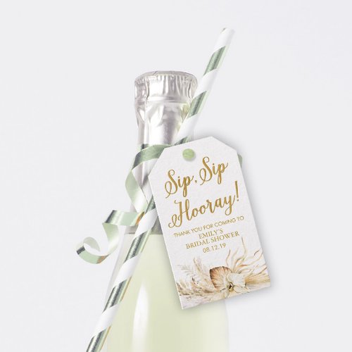 Boho Tropical Bridal Shower Wine Favor Tags