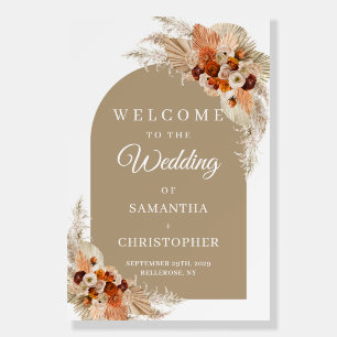 Boho tropical dried palm pampas grass welcome foam board