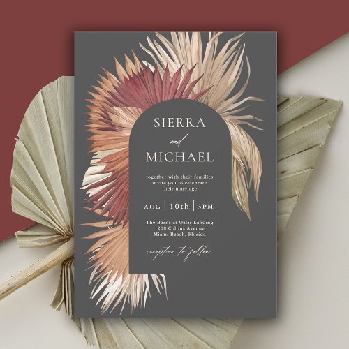 Boho Tropical Fan Palms Coastal Elegance Invitation