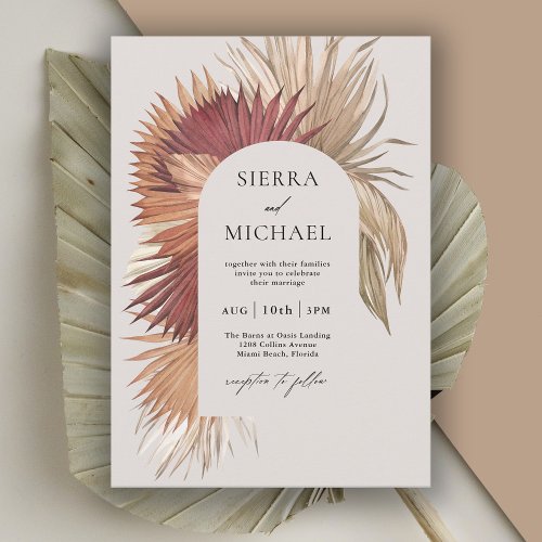 Boho Tropical Fan Palms Coastal Elegance Invitation