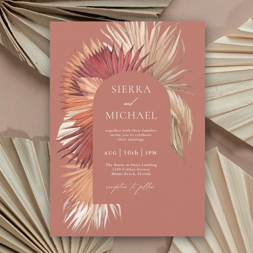 Boho Tropical Fan Palms Coastal Elegance Invitation