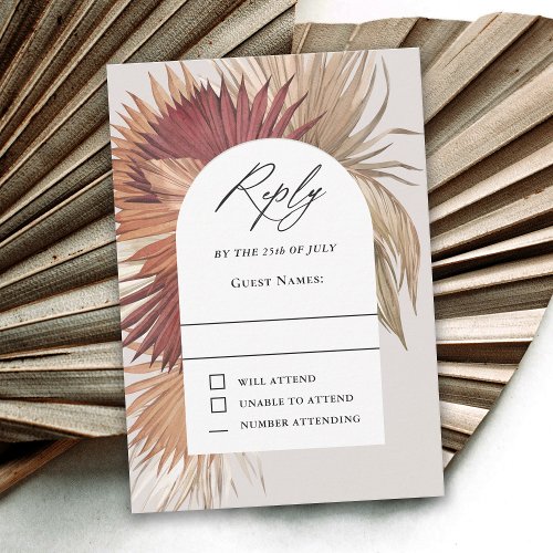 Boho Tropical Fan Palms Wedding RSVP