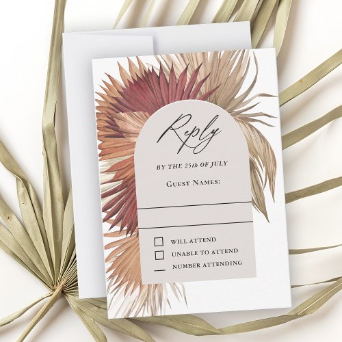 Boho Tropical Fan Palms Wedding RSVP