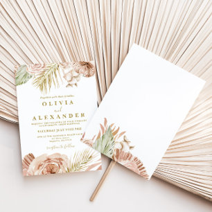 Boho Tropical Floral and Palm terracotta wedding Invitation