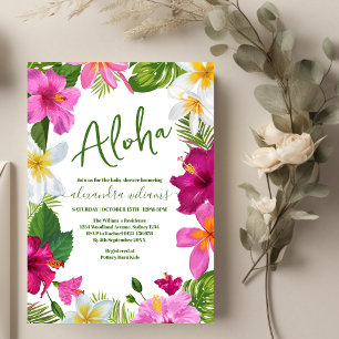 Boho tropical floral baby shower invitation