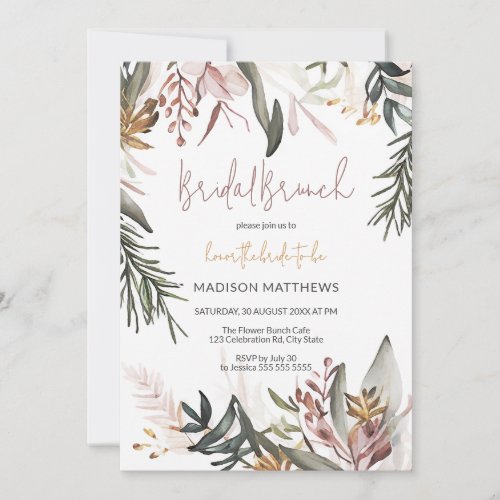 Boho Tropical Floral Bridal Brunch Bridal Shower Invitation