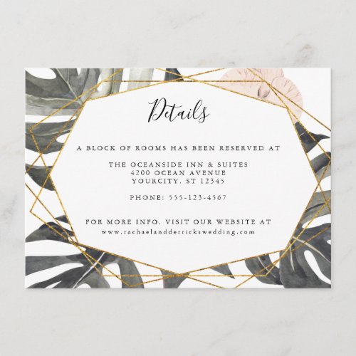 Boho Tropical Floral Geometric Wedding Details Enclosure Card