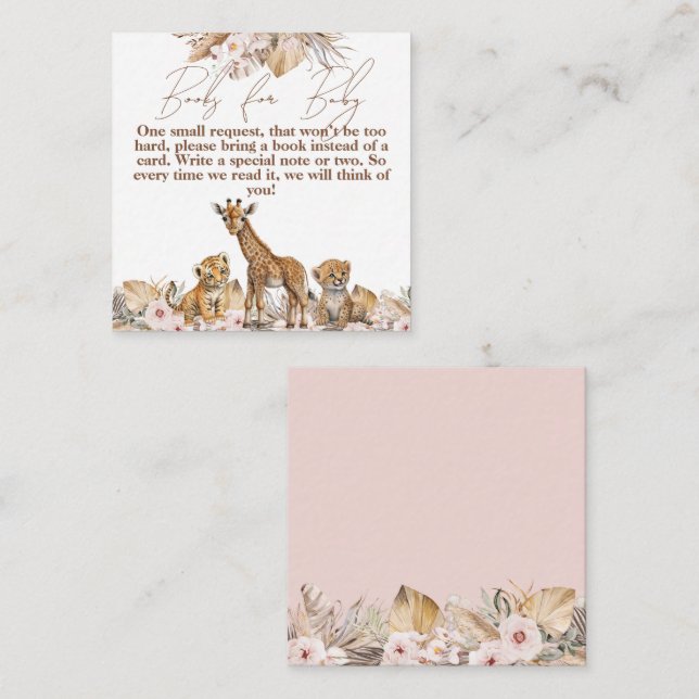 Boho Tropical Floral Girl Shower Book request Enclosure Card (Front/Back)