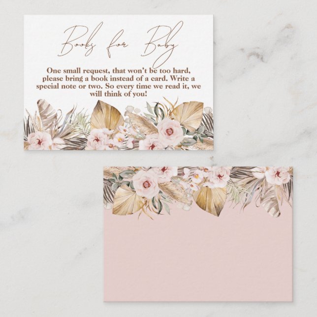Boho Tropical Floral Girl Shower Book request Enclosure Card (Front/Back)