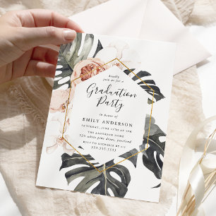 Boho Tropical Floral Graduation Party Invitation
