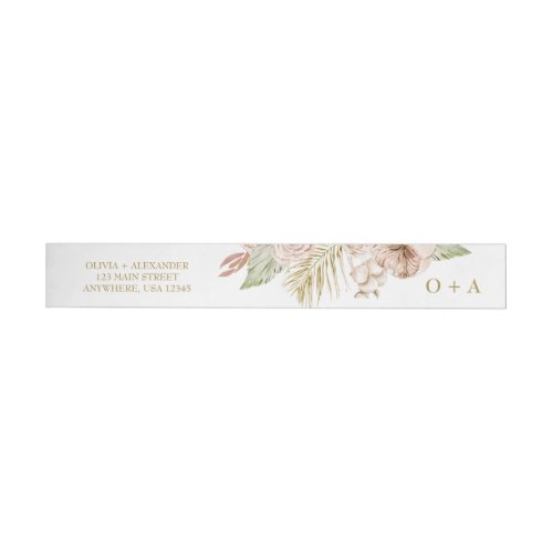 Boho Tropical Floral Pampas and dried flowers Wrap Around Label