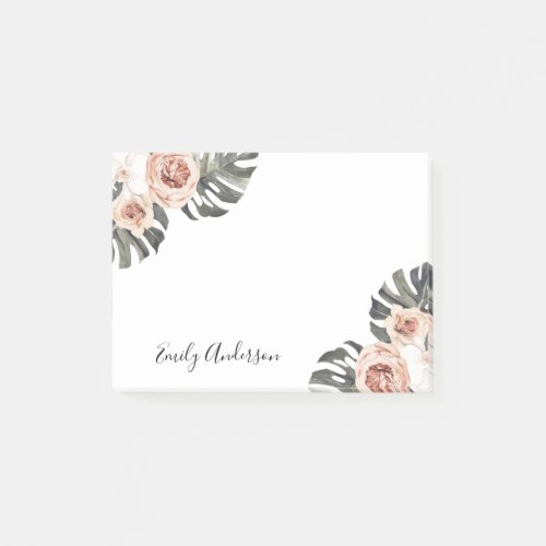 Boho Tropical Floral Personalized Post_it Notes