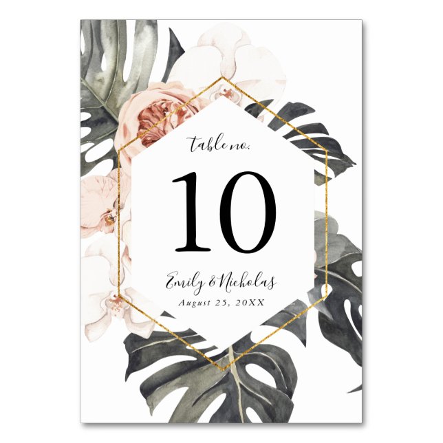 Boho Tropical Floral | Personalized Table Number (Front)