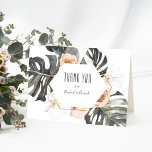 Boho Tropical Floral Thank You with Your Name(s)<br><div class="desc">With modern boho style, this stylish tropical Thank You card has flowing Monstera leaf foliage with soft peach and white floral elements including orchids and sweetheart roses in off-white and terracotta peach. A trendy geometric triple frame in shimmering gold surrounds the text on the front of the card. Personalize this...</div>