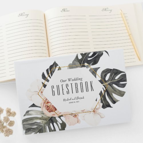 Boho Tropical Floral Wedding Guest Book