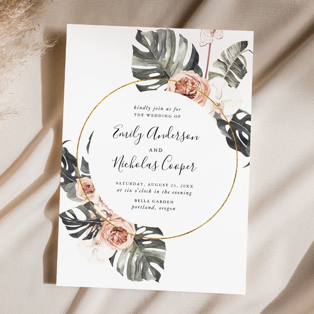 Boho Tropical Floral Wedding Invitation (Creator Uploaded)