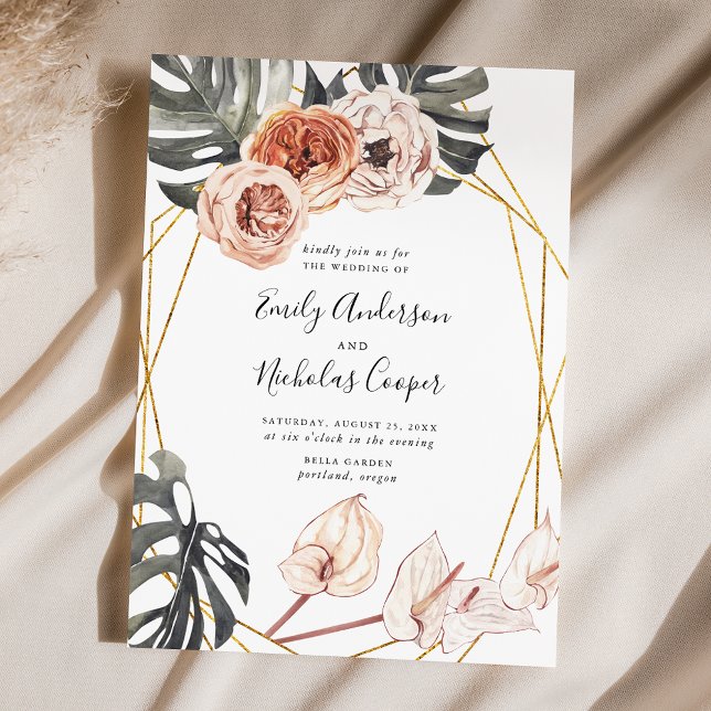 Boho Tropical Floral Wedding Invitation (Creator Uploaded)