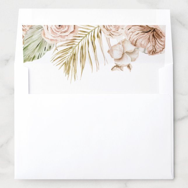 boho tropical floral wedding invite envelope liner (In Envelope)