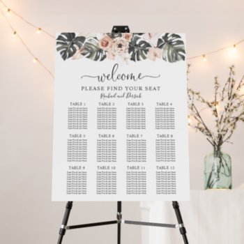 Boho Tropical Floral Wedding Seating Chart Foam Board by DancingPelican at Zazzle
