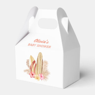 Boho Tropical Flower SurfIng Baby Shower Favor Boxes