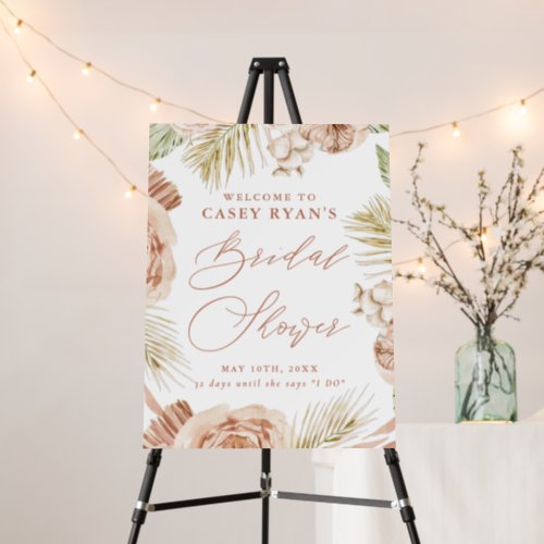 Boho Tropical Flowers Bridal Shower Welcome Sign