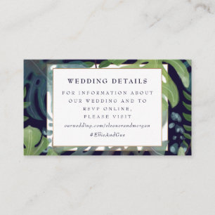 Boho tropical green leaf summer  wedding details enclosure card