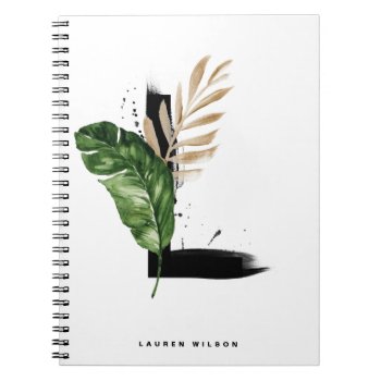 Boho Tropical Greenery Letter L Monogram  Notebook by KeikoPrints at Zazzle