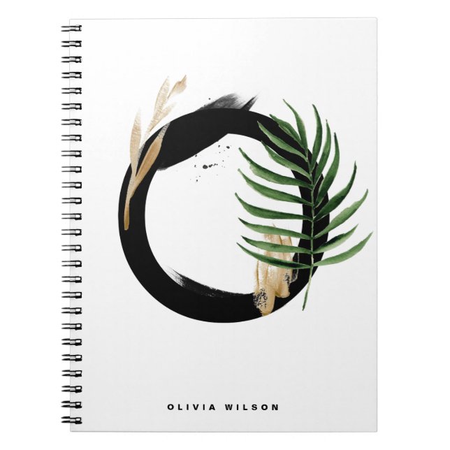 Boho Tropical Greenery Letter O Monogram Notebook (Front)