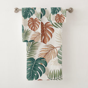 Boho Tropical Leaves Bath Towel Set