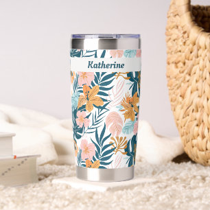 Boho Tropical Leaves Flowers Insulated Tumbler