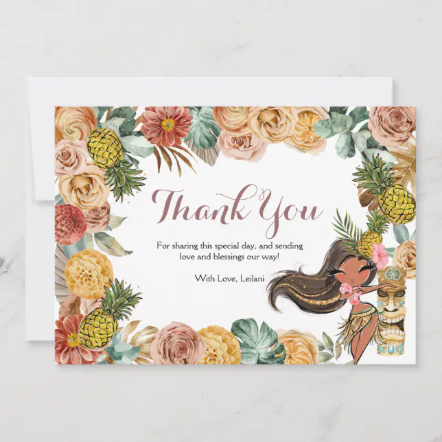 Boho Tropical Luau Thank You Card Zazzle
