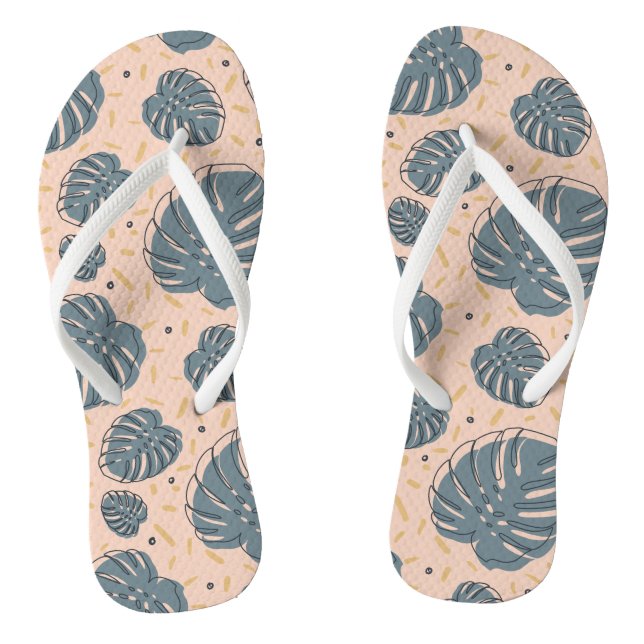 Boho Tropical Monstera Flip Flops (Footbed)